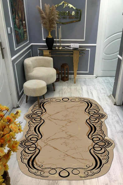 Kaymaz Taban Yıkanabilir Dijital Baskı Dekoratif Modern Desenli Elegance Serisi Lazer Kesim Dot Taban Halı ELG82 RENKLİ 160 X 230