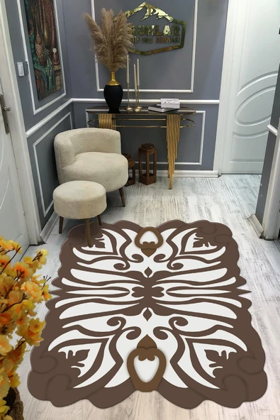 Kaymaz Taban Yıkanabilir Dijital Baskı Dekoratif Modern Desenli Elegance Serisi Lazer Kesim Dot Taban Halı ELG45 RENKLİ 180 X 280