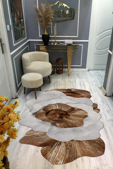 Kaymaz Taban Yıkanabilir Dijital Baskı Dekoratif Modern Desenli Elegance Serisi Lazer Kesim Dot Taban Halı ELG84 RENKLİ 180 X 280