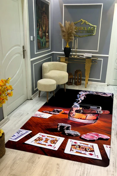 Kaymaz Taban Yıkanabilir Dijital Baskı Dekoratif Modern Desenli Dot Taban Halı CAS01 RENKLİ 200 X 300