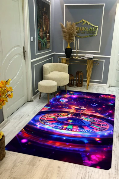 Kaymaz Taban Yıkanabilir Dijital Baskı Dekoratif Modern Desenli Dot Taban Halı CAS05 RENKLİ 140 X 200