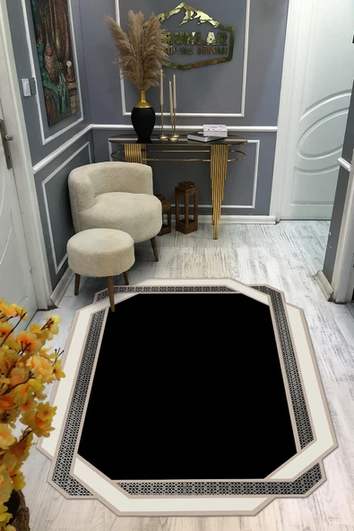 Kaymaz Taban Yıkanabilir Dijital Baskı Dekoratif Modern Desenli Elegance Serisi Lazer Kesim Dot Taban Halı ELG78 RENKLİ 100 X 300
