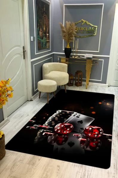 Kaymaz Taban Yıkanabilir Dijital Baskı Dekoratif Modern Desenli Dot Taban Halı CAS03 RENKLİ 180 X 280