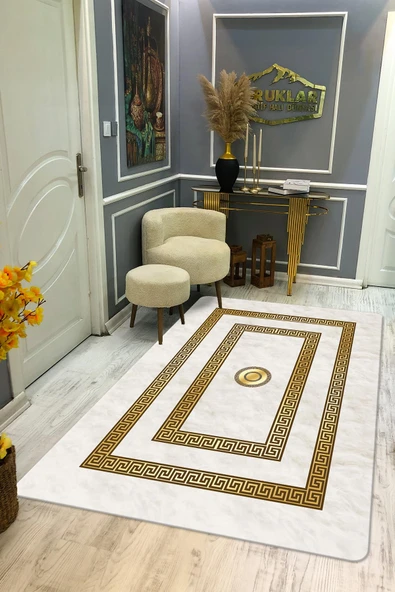 Kaymaz Taban Yıkanabilir Dijital Baskı Dekoratif Modern Desenli Dot Taban Halı Nova Serisi NV35 RENKLİ 140 X 200