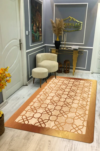 Kaymaz Taban Yıkanabilir Dijital Baskı Dekoratif Modern Desenli Dot Taban Halı Nova Serisi NV32 RENKLİ 200 X 300