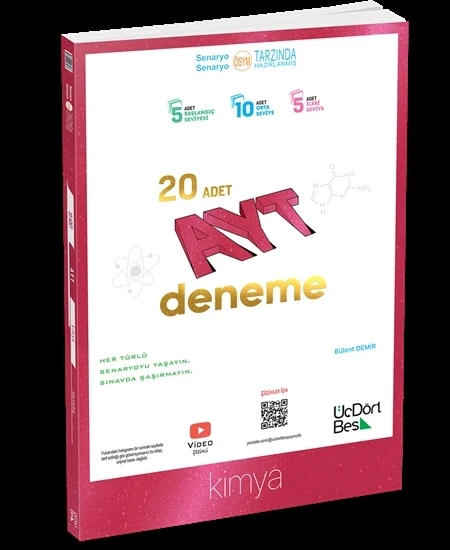ÜçDörtBeş Yayınları AYT Kimya 20’li Deneme Yeni