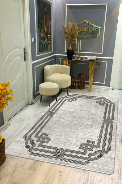 Kaymaz Taban Yıkanabilir Dijital Baskı Dekoratif Modern Desenli Dot Taban Halı Nova Serisi NV22 RENKLİ 180 X 280