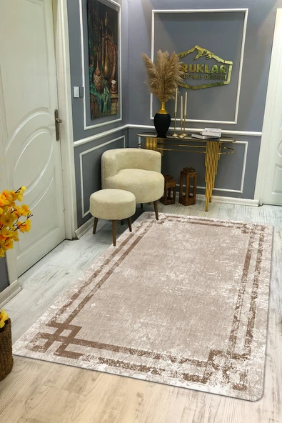 Kaymaz Taban Yıkanabilir Dijital Baskı Dekoratif Modern Desenli Dot Taban Halı Nova Serisi NV62 RENKLİ 80 X 150