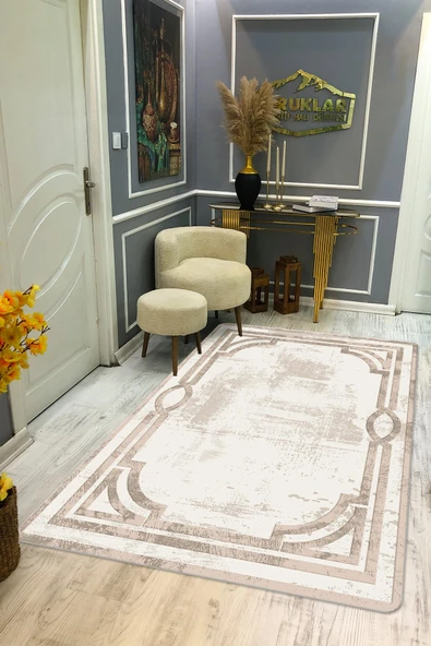 Kaymaz Taban Yıkanabilir Dijital Baskı Dekoratif Modern Desenli Dot Taban Halı Nova Serisi NV80 RENKLİ 120 X 180