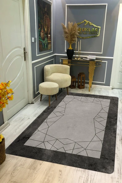 Kaymaz Taban Yıkanabilir Dijital Baskı Dekoratif Modern Desenli Dot Taban Halı Nova Serisi NV75 RENKLİ 200 X 300