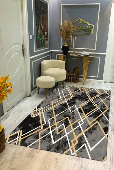 Kaymaz Taban Yıkanabilir Dijital Baskı Dekoratif Modern Desenli Dot Taban Halı Nova Serisi NV52 RENKLİ 80 X 300