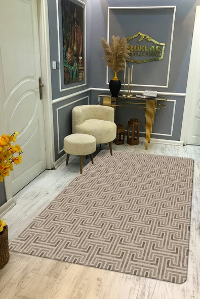 Kaymaz Taban Yıkanabilir Dijital Baskı Dekoratif Modern Desenli Dot Taban Halı Nova Serisi NV47 RENKLİ 80 X 300