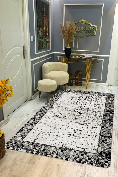 Kaymaz Taban Yıkanabilir Dijital Baskı Dekoratif Modern Desenli Dot Taban Halı Nova Serisi NV42 RENKLİ 100 X 300