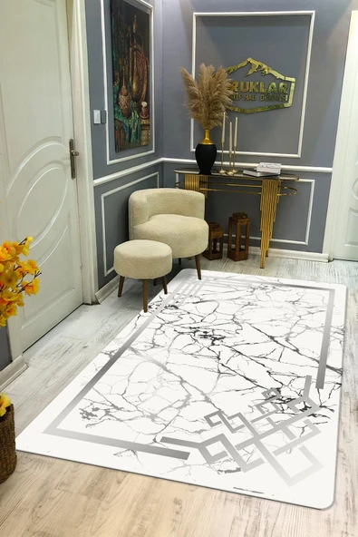 Kaymaz Taban Yıkanabilir Dijital Baskı Dekoratif Modern Desenli Dot Taban Halı Nova Serisi NV25 RENKLİ 80 X 300