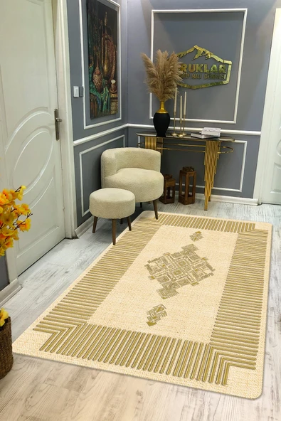 Kaymaz Taban Yıkanabilir Dijital Baskı Dekoratif Modern Desenli Dot Taban Halı Nova Serisi NV48 RENKLİ 100 X 200