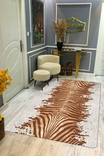 Kaymaz Taban Yıkanabilir Dijital Baskı Dekoratif Modern Desenli Dot Taban Halı Nova Serisi NV65 RENKLİ 100 X 200