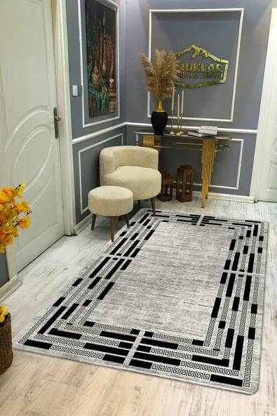 Kaymaz Taban Yıkanabilir Dijital Baskı Dekoratif Modern Desenli Dot Taban Halı Nova Serisi NV95 RENKLİ 100 X 200