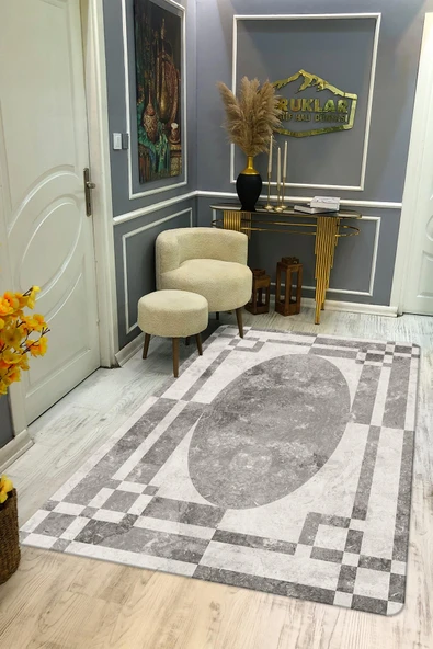 Kaymaz Taban Yıkanabilir Dijital Baskı Dekoratif Modern Desenli Dot Taban Halı Nova Serisi NV90 RENKLİ 100 X 200