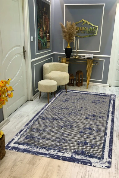 Kaymaz Taban Yıkanabilir Dijital Baskı Dekoratif Modern Desenli Dot Taban Halı Nova Serisi NV101 RENKLİ 80 X 200