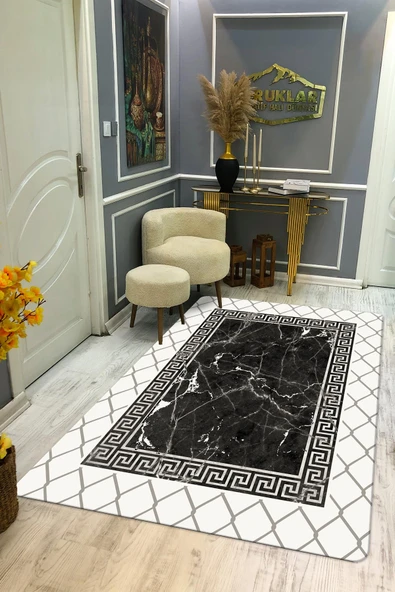 Kaymaz Taban Yıkanabilir Dijital Baskı Dekoratif Modern Desenli Dot Taban Halı Nova Serisi NV84 RENKLİ 80 X 150