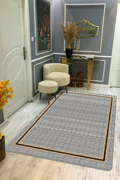 Kaymaz Taban Yıkanabilir Dijital Baskı Dekoratif Modern Desenli Dot Taban Halı Nova Serisi NV102 RENKLİ 140 X 200