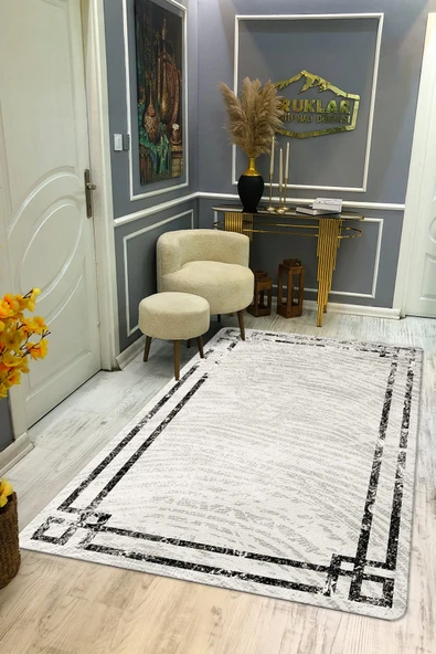 Kaymaz Taban Yıkanabilir Dijital Baskı Dekoratif Modern Desenli Dot Taban Halı Nova Serisi NV109 RENKLİ 80 X 200
