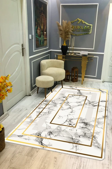Kaymaz Taban Yıkanabilir Dijital Baskı Dekoratif Modern Desenli Dot Taban Halı Nova Serisi NV112 RENKLİ 140 X 200