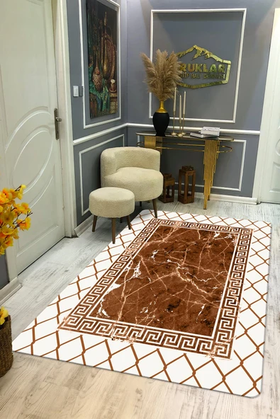 Kaymaz Taban Yıkanabilir Dijital Baskı Dekoratif Modern Desenli Dot Taban Halı Nova Serisi NV82 RENKLİ 80 X 200
