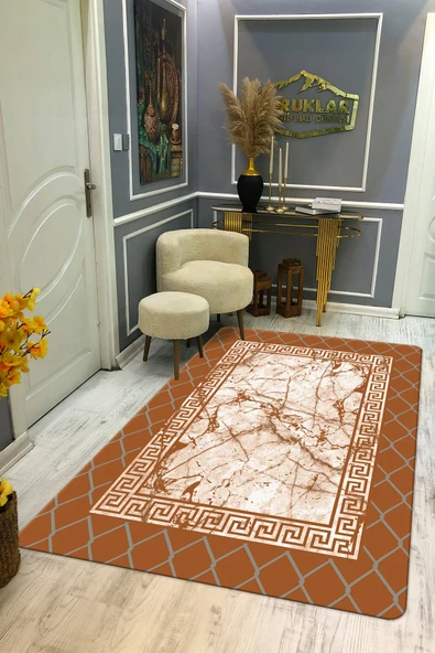 Kaymaz Taban Yıkanabilir Dijital Baskı Dekoratif Modern Desenli Dot Taban Halı Nova Serisi NV83 RENKLİ 80 X 300
