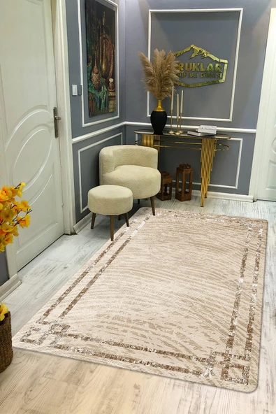 Kaymaz Taban Yıkanabilir Dijital Baskı Dekoratif Modern Desenli Dot Taban Halı Nova Serisi NV108 RENKLİ 100 X 300