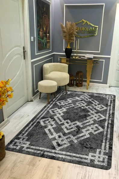 Kaymaz Taban Yıkanabilir Dijital Baskı Dekoratif Modern Desenli Dot Taban Halı Nova Serisi NV87 RENKLİ 80 X 300