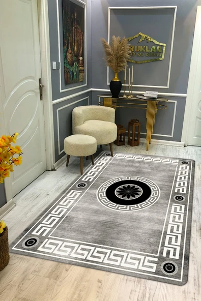Kaymaz Taban Yıkanabilir Dijital Baskı Dekoratif Modern Desenli Dot Taban Halı Nova Serisi NV92 RENKLİ 140 X 200
