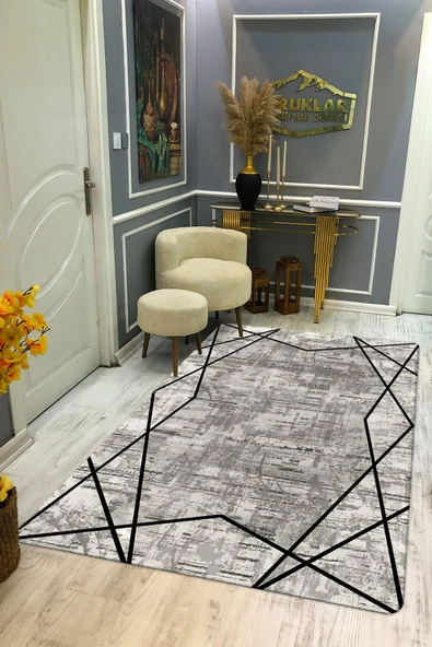 Kaymaz Taban Yıkanabilir Dijital Baskı Dekoratif Modern Desenli Dot Taban Halı Nova Serisi NV116 RENKLİ 120 X 180