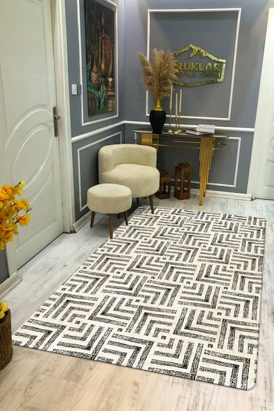 Kaymaz Taban Yıkanabilir Dijital Baskı Dekoratif Modern Desenli Dot Taban Halı Nova Serisi NV128 RENKLİ 160 X 230