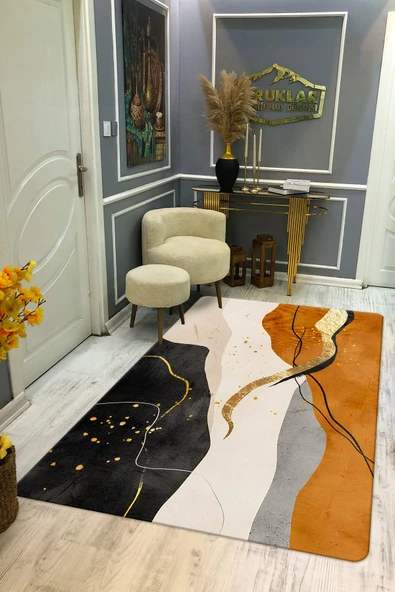Kaymaz Taban Yıkanabilir Dijital Baskı Dekoratif Modern Desenli Dot Taban Halı Soft  Serisi SFT16 RENKLİ 120 X 180