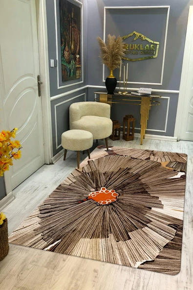 Kaymaz Taban Yıkanabilir Dijital Baskı Dekoratif Modern Desenli Dot Taban Halı Soft  Serisi SFT42 RENKLİ 180 X 280