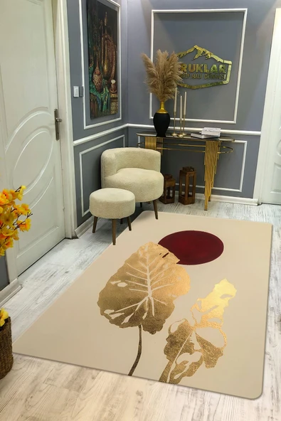 Kaymaz Taban Yıkanabilir Dijital Baskı Dekoratif Modern Desenli Dot Taban Halı Soft  Serisi SFT23 RENKLİ 80 X 200