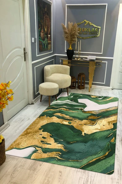Kaymaz Taban Yıkanabilir Dijital Baskı Dekoratif Modern Desenli Dot Taban Halı Soft  Serisi SFT06 RENKLİ 140 X 200