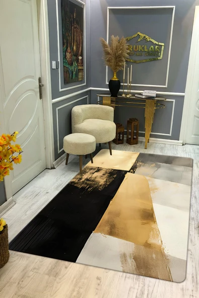 Kaymaz Taban Yıkanabilir Dijital Baskı Dekoratif Modern Desenli Dot Taban Halı Soft  Serisi SFT03 RENKLİ 100 X 200
