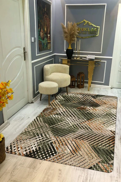 Kaymaz Taban Yıkanabilir Dijital Baskı Dekoratif Modern Desenli Dot Taban Halı Soft  Serisi SFT34 RENKLİ 140 X 200