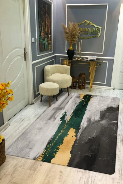 Kaymaz Taban Yıkanabilir Dijital Baskı Dekoratif Modern Desenli Dot Taban Halı Soft  Serisi SFT07 RENKLİ 100 X 300