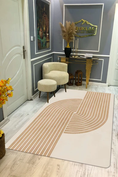 Kaymaz Taban Yıkanabilir Dijital Baskı Dekoratif Modern Desenli Dot Taban Halı Soft  Serisi SFT24 RENKLİ 200 X 300