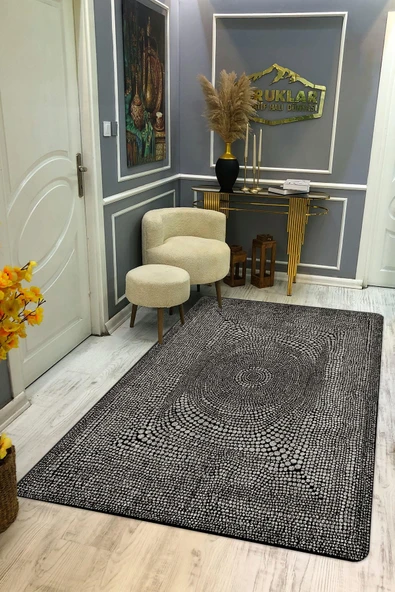 Kaymaz Taban Yıkanabilir Dijital Baskı Dekoratif Modern Desenli Dot Taban Halı Nes V2 Serisi NES032 RENKLİ 180 X 280