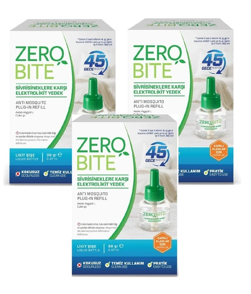 Zerobite Elektrolikit Yedek Şişe 45 Gece 30 Gr x 3 Adet