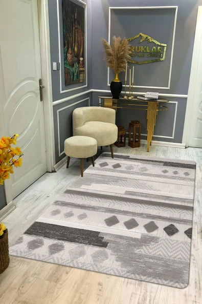 Kaymaz Taban Yıkanabilir Dijital Baskı Dekoratif Modern Desenli Dot Taban Halı Nes V2 Serisi NES025 RENKLİ 100 X 300
