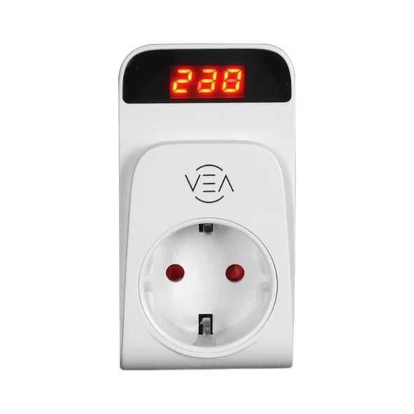 Ayt Vea VE-25530 15A 3520W Dijital Göstergeli Tekli Aşırı Yüksek Gerilim Akım Korumalı Priz - 5