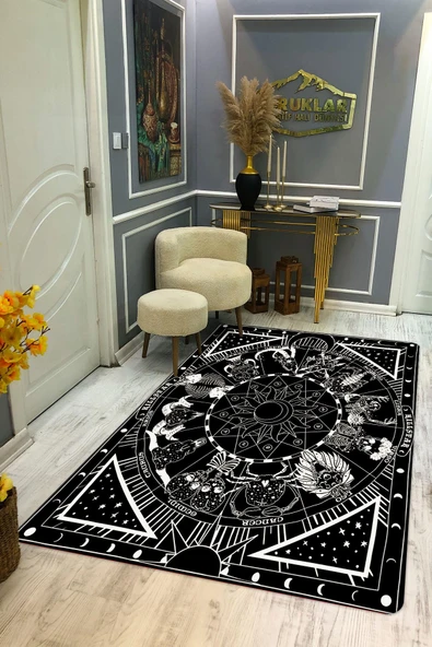 Kaymaz Taban Yıkanabilir Dijital Baskı Dekoratif Modern Desenli Dot Taban Halı Nes V2 Serisi NES023 RENKLİ 80 X 150