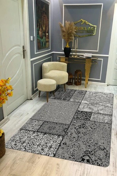 Kaymaz Taban Yıkanabilir Dijital Baskı Dekoratif Modern Desenli Dot Taban Halı Nes V2 Serisi NES028 RENKLİ 100 X 300