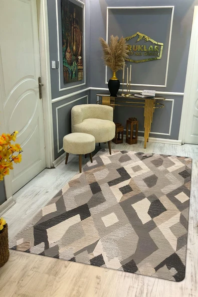Kaymaz Taban Yıkanabilir Dijital Baskı Dekoratif Modern Desenli Dot Taban Halı Nes V2 Serisi NES018 RENKLİ 100 X 300