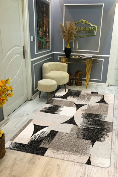 Kaymaz Taban Yıkanabilir Dijital Baskı Dekoratif Modern Desenli Dot Taban Halı Nes V2 Serisi NES035 RENKLİ 120 X 180